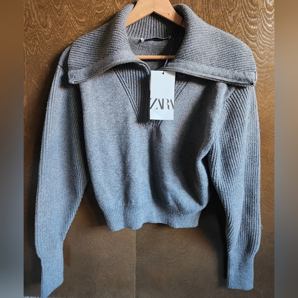 Zara Sweaters - ZARA Gray Zipped Sweater NWT